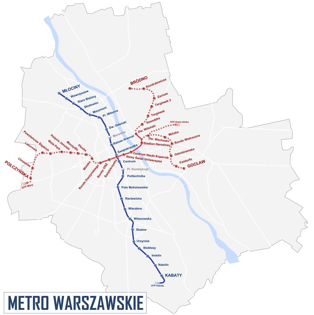 Карта Варшава метро 2016