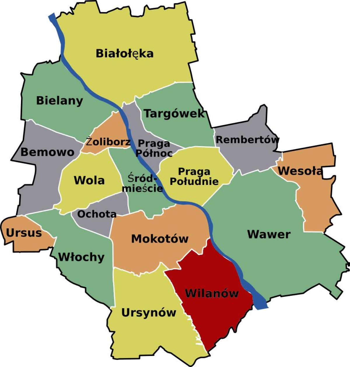 Карта ваколіц Варшавы 