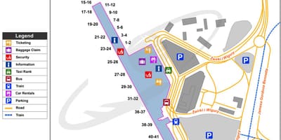 Варшаўскі аэрапорт waw карце