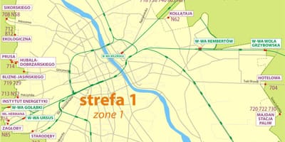 Карта Варшавы зоны 1 2 