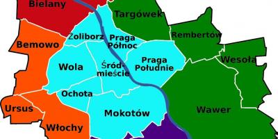 Карта раёнаў Варшавы 