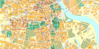 Карта вуліц Варшавы і цэнтра горада 